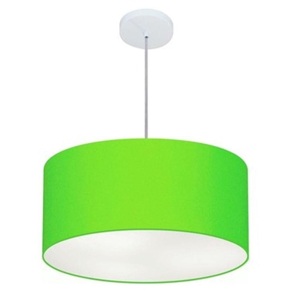 Lustre Pendente Cilíndrico Md-4100 Cúpula Em Tecido 50x25cm Verde Limão - Bivolt