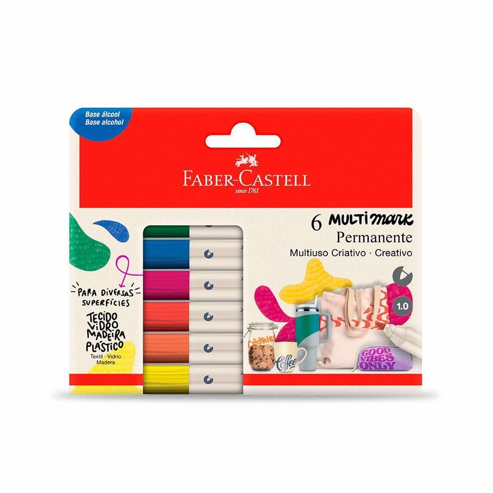 Marcador perman Multimark 1.0mm Basic 6 cores Faber-Castell