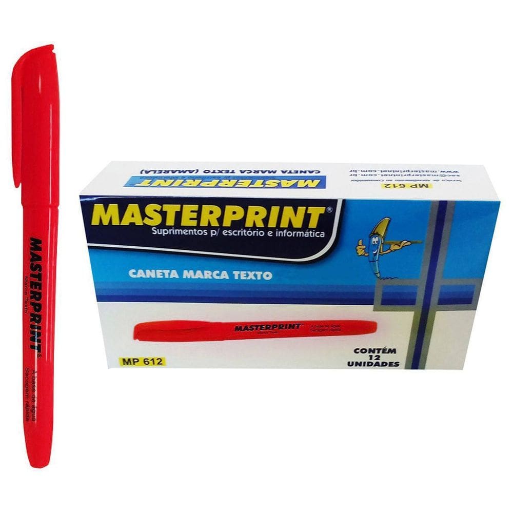 Caneta Marca Texto Chanfrada Masterprint Mp612 Caixa Com 12