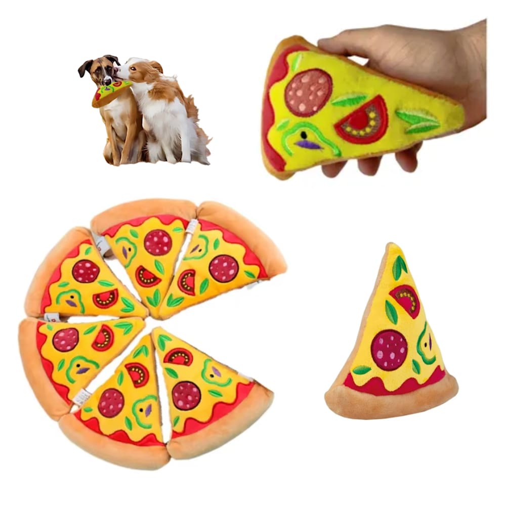 Brinquedo Dog Pet Pelúcia Cachorro Pedaço Pizza Macio C/ Som