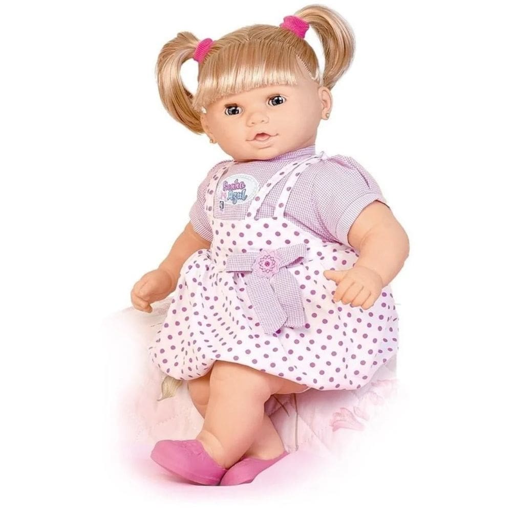Boneca Bebê Sonho Azul Fala 120 Frases Com Cabelo - Cotiplás