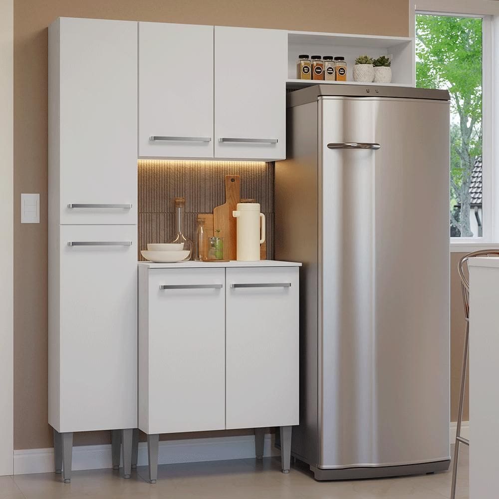 Armário de Cozinha Compacta 156cm Emilly Madesa Branco 03