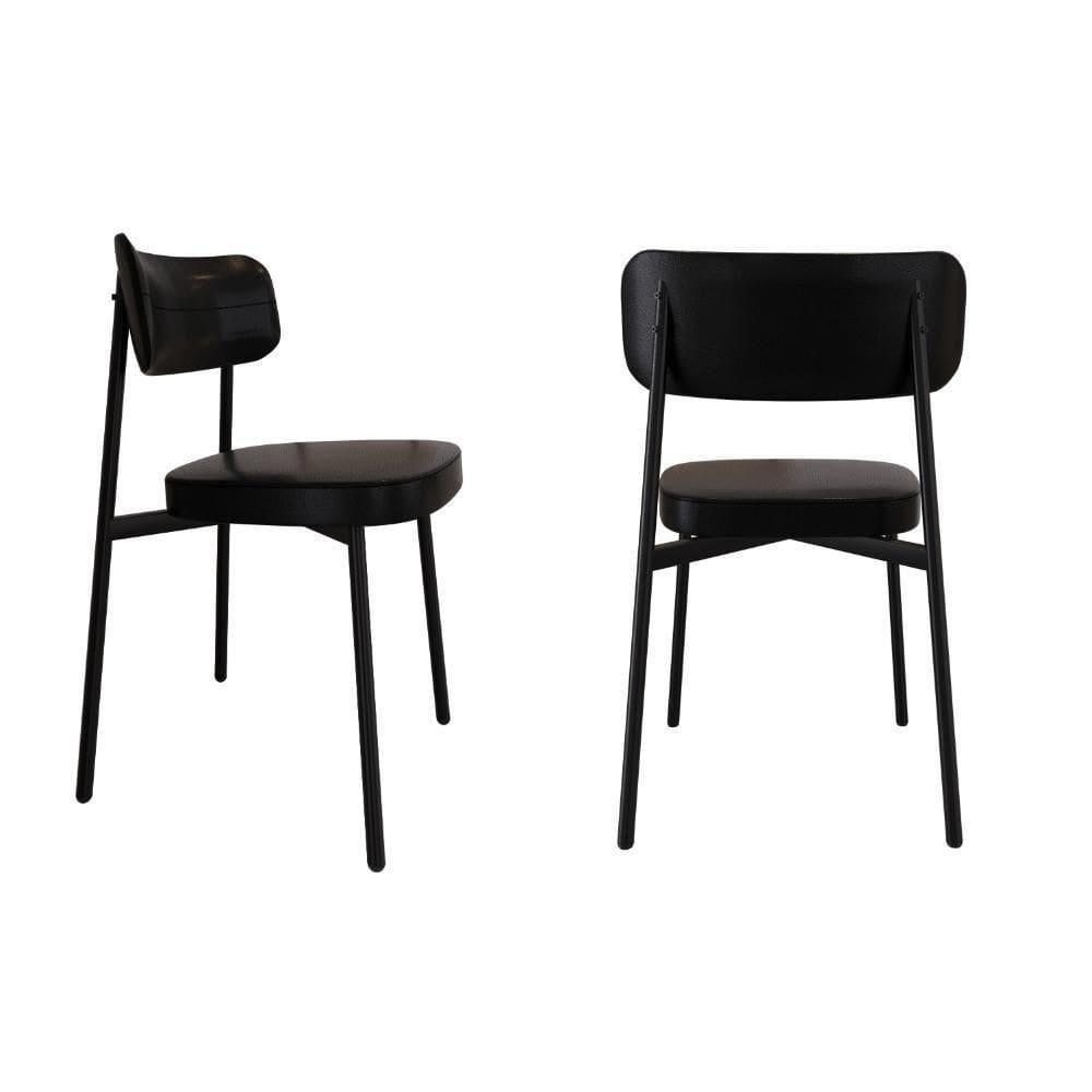 Cadeira Alloa Fixa Com 4 Pés 50 X 44,7 X 83,8 Cm Com 2 Unidade Courino Preto