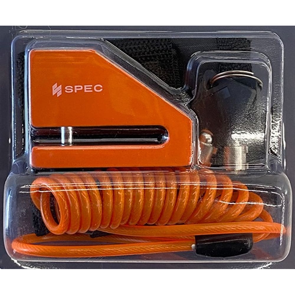Cadeado Moto Disco Pino 5,5Mm Com Lembrete Bolsa Laranja Spec Importado 1º Linha