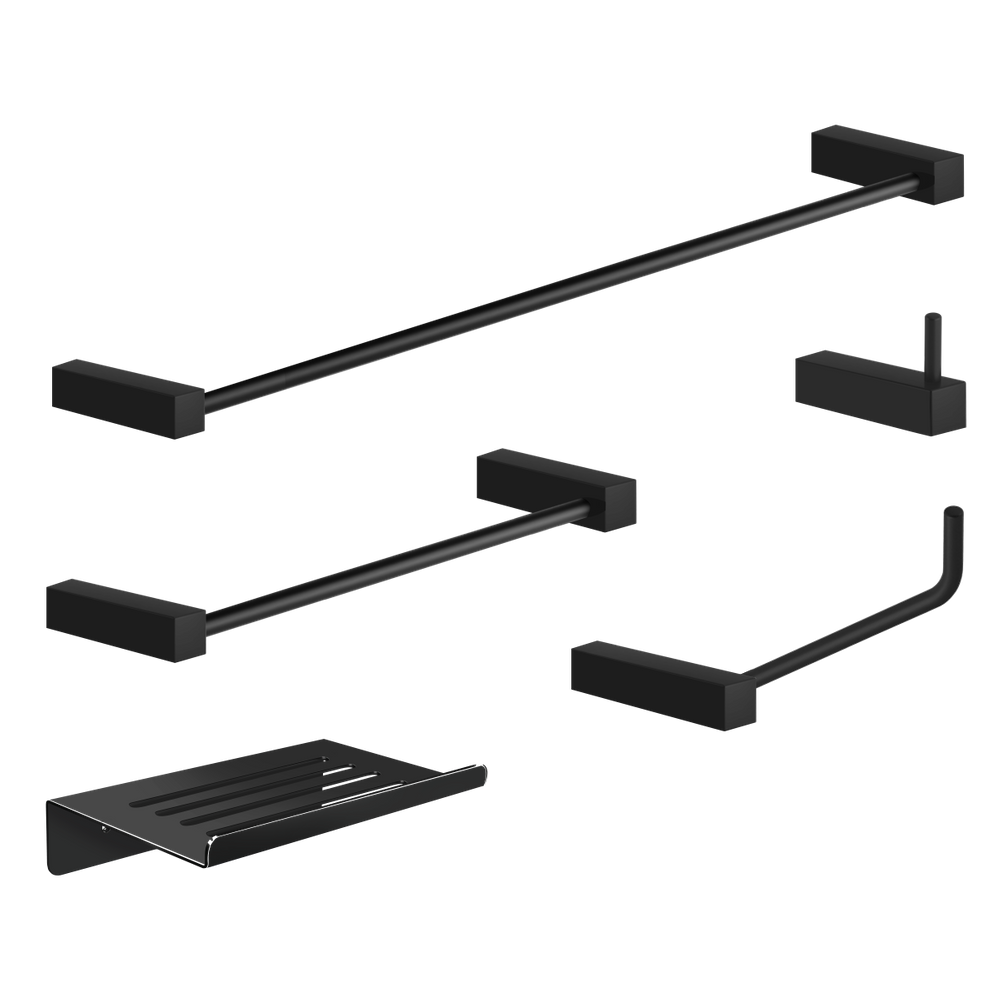 Kit Acessórios Para Banheiro Preto 5 Peças Grego Metal 2180tr
