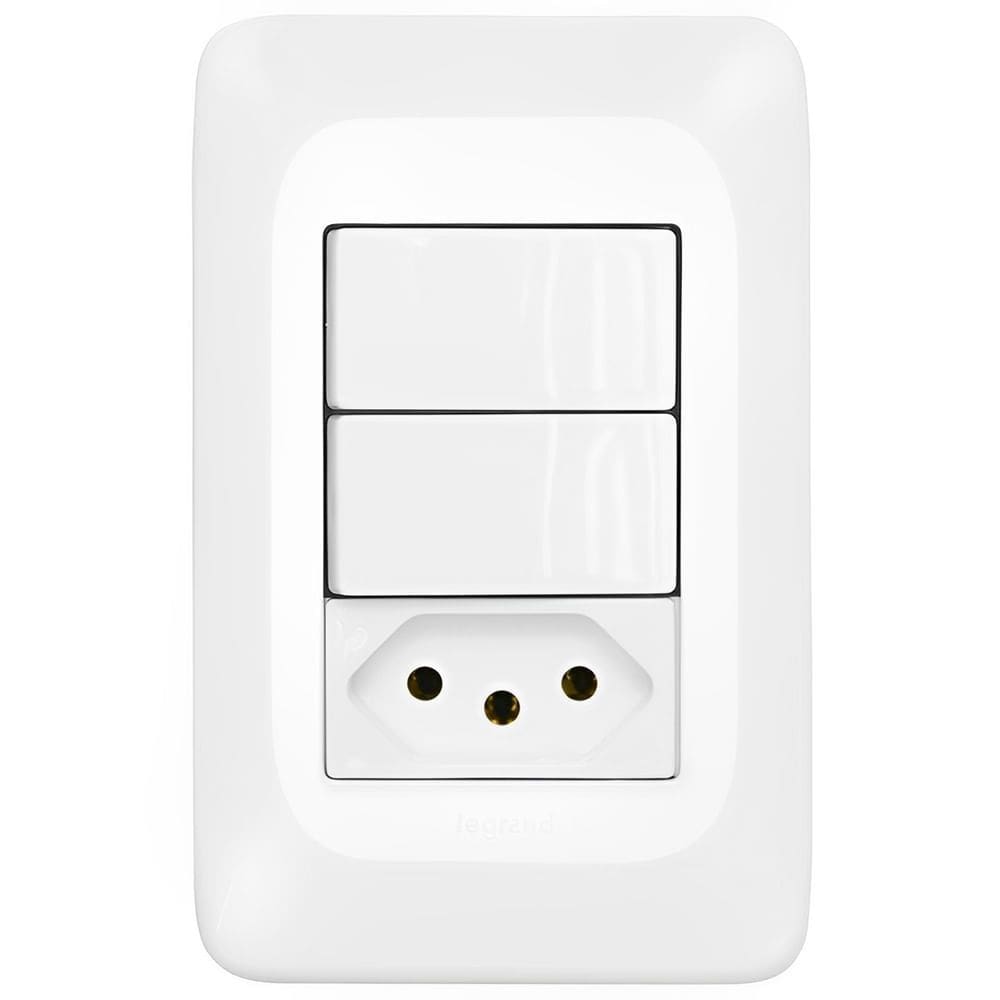 2 Interruptores Simples + 1 Tomada 2P+T 10 Ampères 4x2 PIAL POP - LGX113 - PIAL