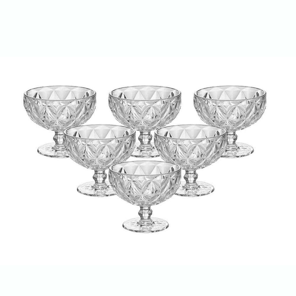 Jogo De 6 Taças Para Sobremesa 310ml Diamond Clear Ke Home