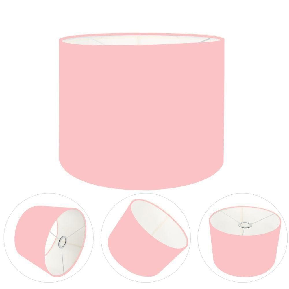Cúpula Abajur E Luminária Cilíndrica Vivare Cp-7016 ø35x30cm - Bocal Nacional Rosa-bebê