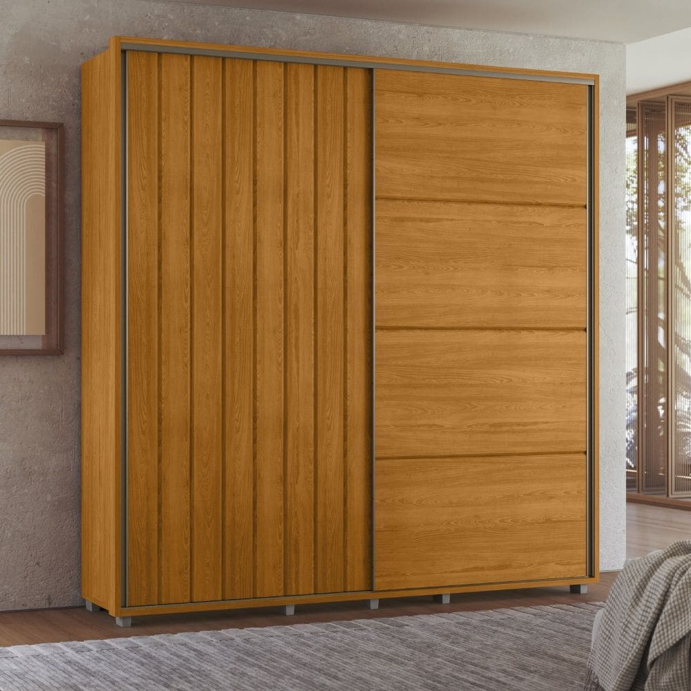 Guarda Roupa Monet 2 Portas de Correr 4 Gavetas Cinamomo Madetec