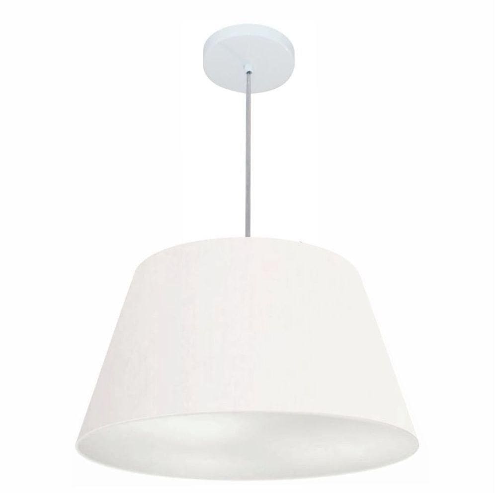 Lustre Pendente Cone Md-4248 Cúpula Em Tecido 30/50x35cm Branco - Bivolt