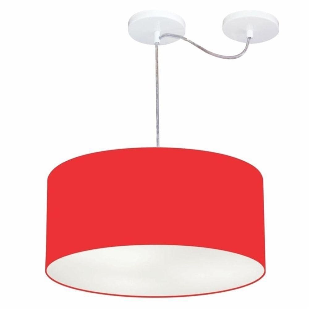 Lustre Pendente Cilíndrico Com Desvio De Centro Md-4147 Cúpula 50x25cm Vermelho - Bivolt