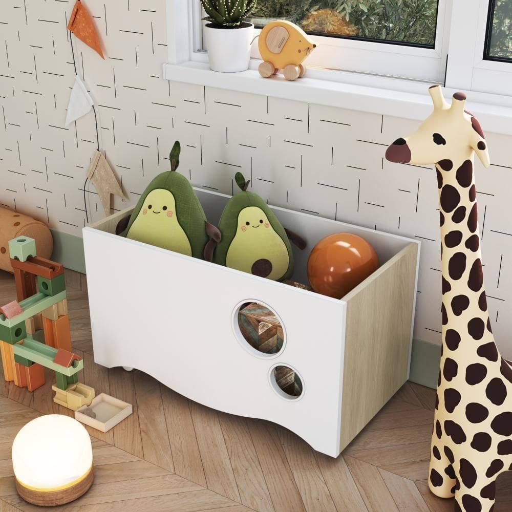 Caixa Baú Infantil Organizadora De Brinquedos E Livros Com Rodas Carvalho Araguaia