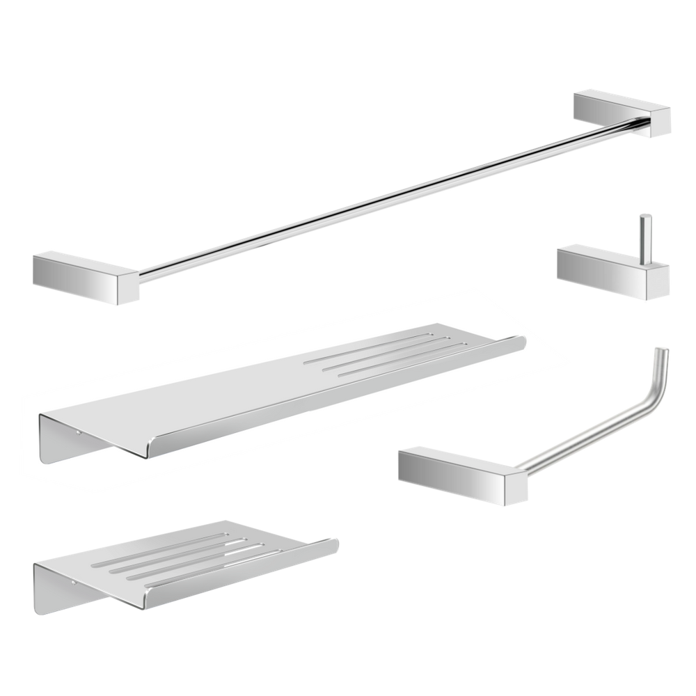 Kit Acessórios Para Banheiro Alto Brilho 5 Peças Grego Metal 2101tr