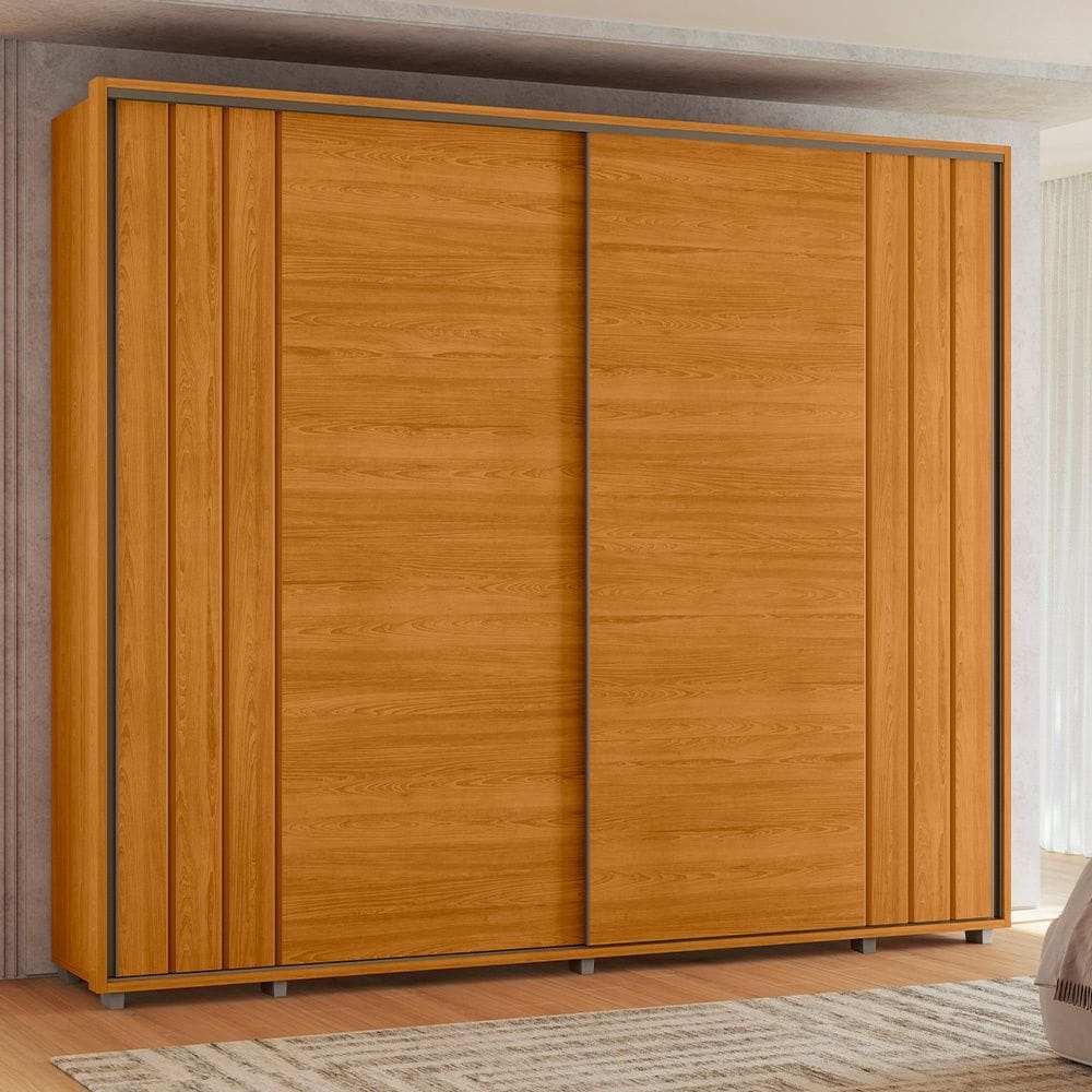 Guarda Roupa Dalí 2 Portas de Correr 8 Gavetas Cinamomo Madetec