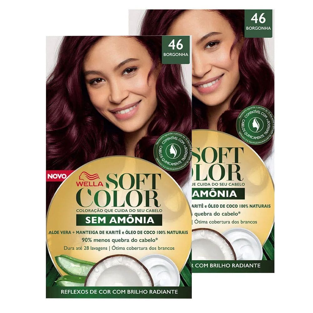 Kit 2 Tintura Soft Color Sem Amônia Borgonha 46 Kit