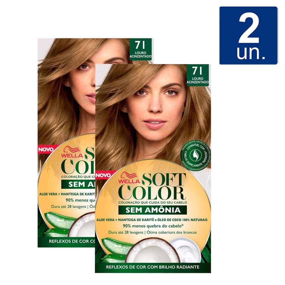 Kit 2 Tintura Soft Color Sem Amônia Louro Acinzentado 71 Kit