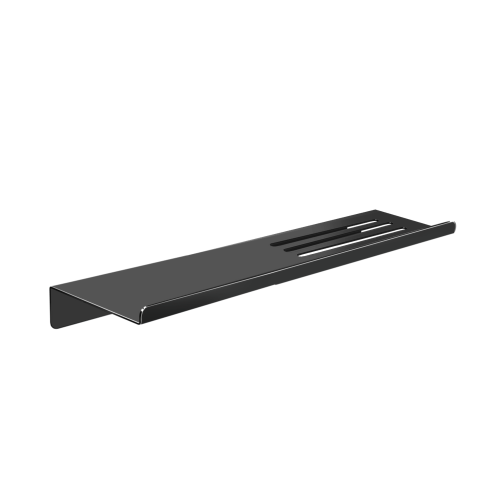 Prateleira Suporte Reto Para Banheiro Preto Grega Aço Inox 30cm