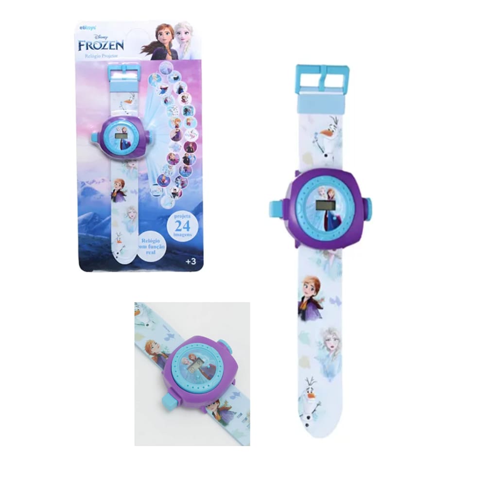 Brinquedo Relógio Projetor 24 Imagens autêntico Frozen Menina