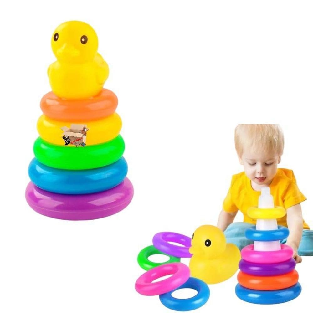 Brinquedo Pedagógico Torre De Argolas Patinho De Empilhar