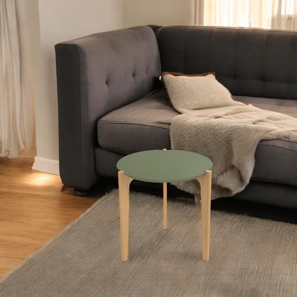 Mesa Lateral Caribe 60cm Suporte Decoração e Utilidades - Verde Floresta/Freijo