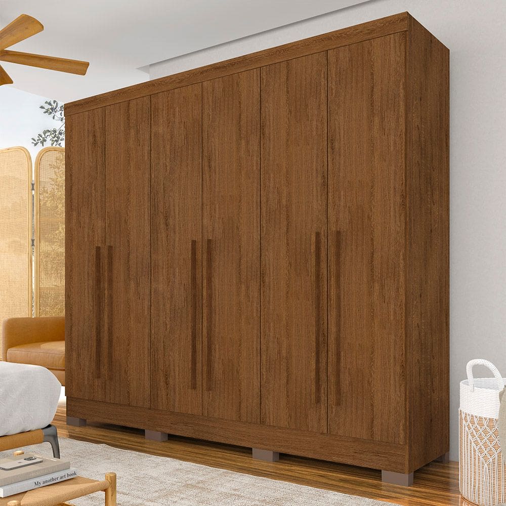 Roupeiro Casal 6 Portas Com Puxadores Revestidos Ester Freijó - M.a