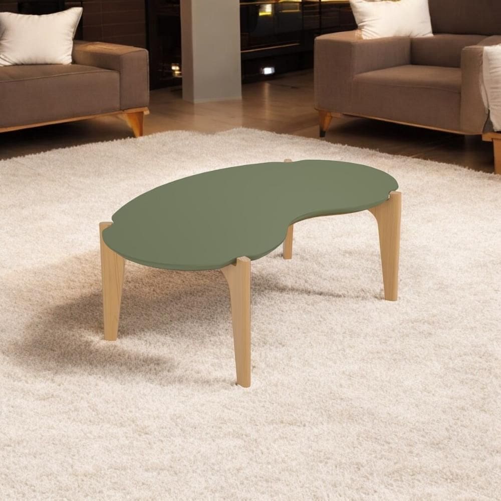 Mesa de Centro Caribe 105cm p/ Decoração e Utilidades - Verde Floresta/Freijo