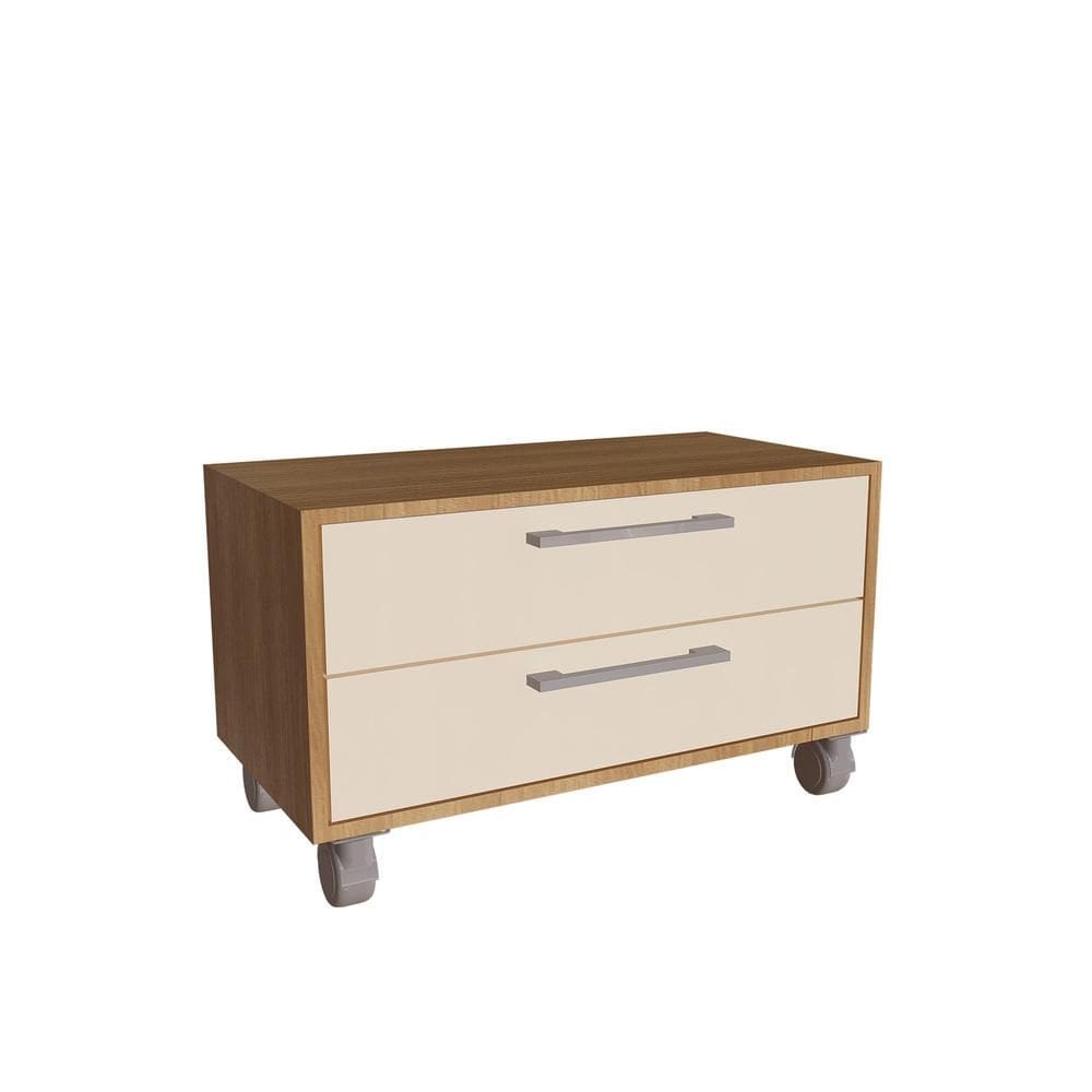 Balcão Baixo para Banheiro 2 Gavetas com Rodízios e Tampo 80cm Marrom/Arenas Alice BL2012 - Faema Móveis