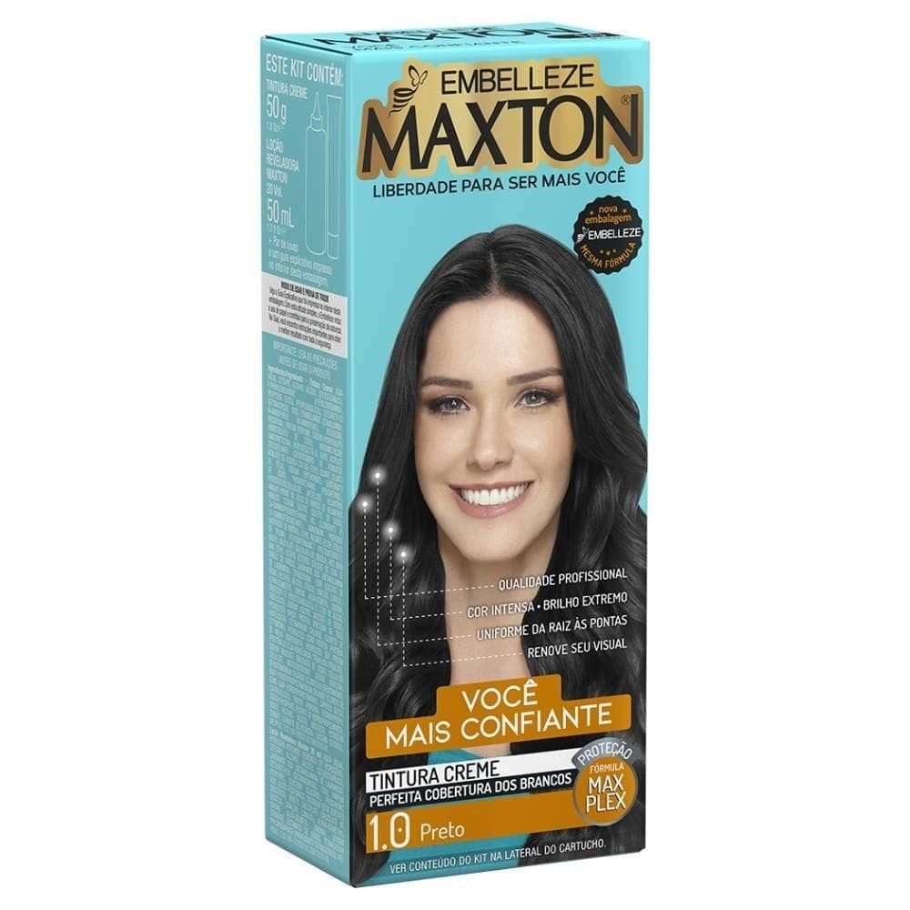 Tinta de Cabelo Maxton Kit Prático 1.0, Preto