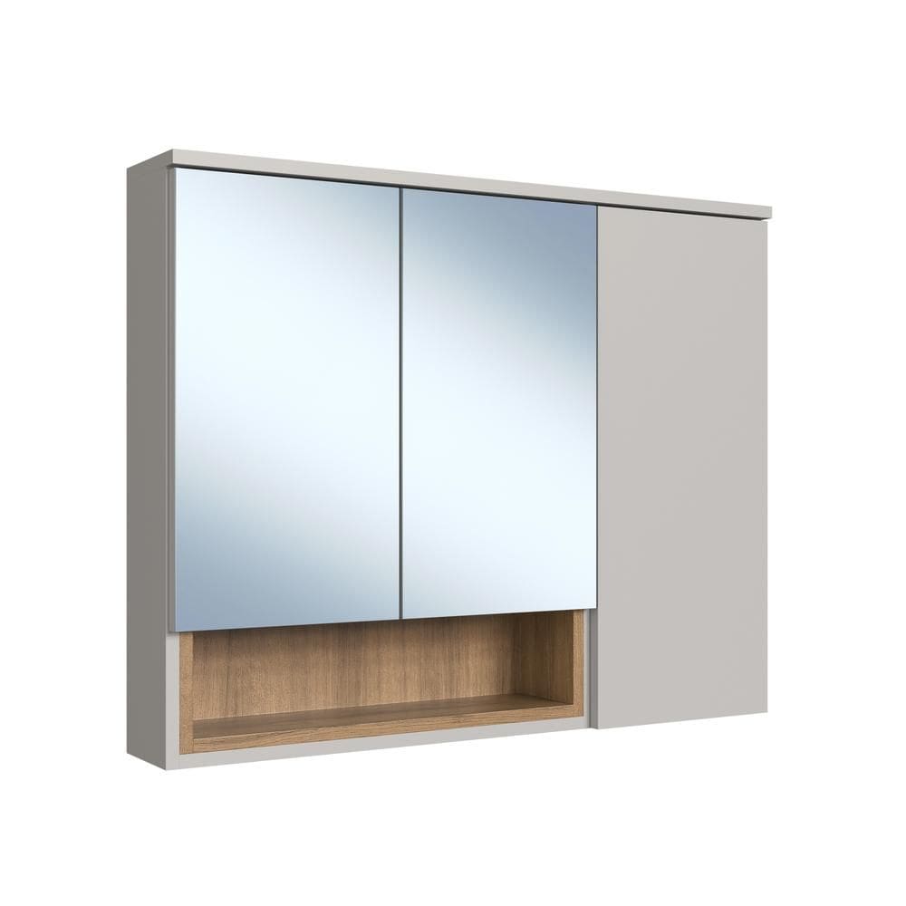 Armário Espelheira para Banheiro 3 Portas 1 Nicho Marrom/Arenas Cecília ES9220 - Faema Móveis