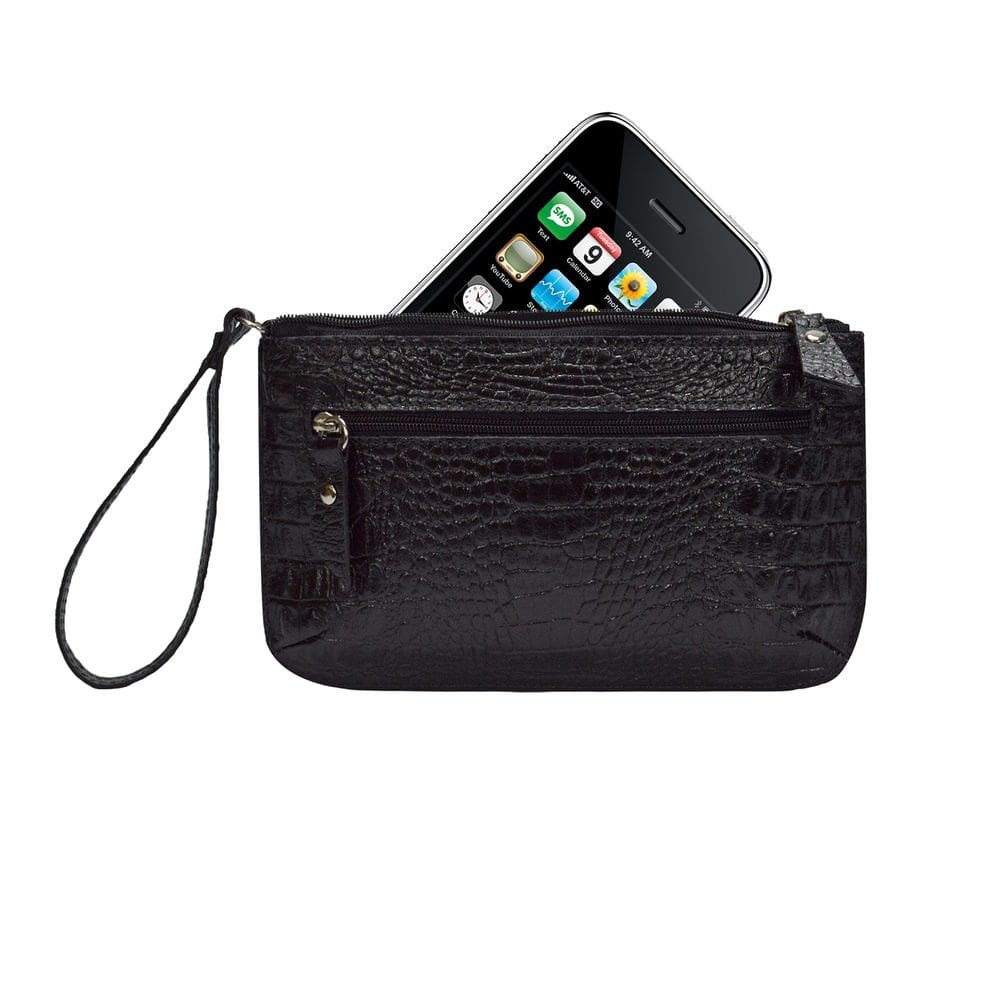 Bolsa Clutch Carteira de Mão Porta Celular Feminina em Couro autêntico Madamix