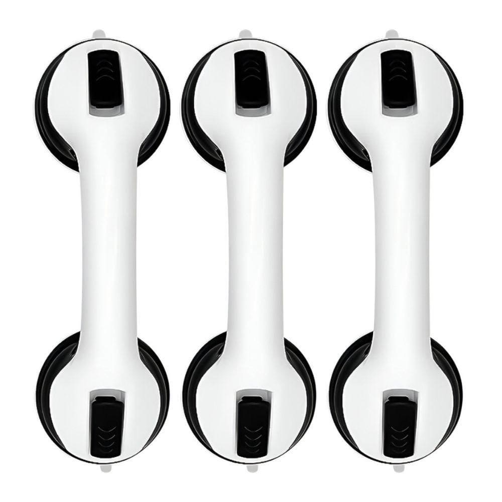 Kit 3 Barra De Apoio Com Ventosa Suporte Sanitário Portátil Idosos Deficientes 29x10cm Banheiro Preto