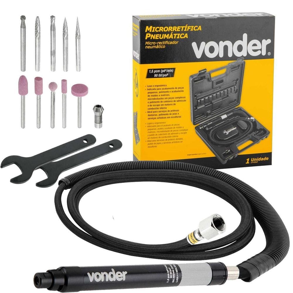 Micro Retífica Pneumática Caneta 1/8 E 3Mm Industrial Vonder