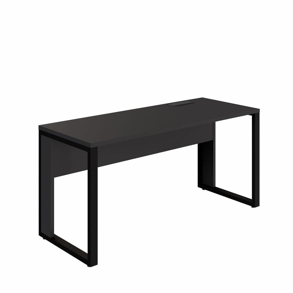 Plataforma de Trabalho 150cm Individual com Caixa de Tomadas Industrial Executive Preto