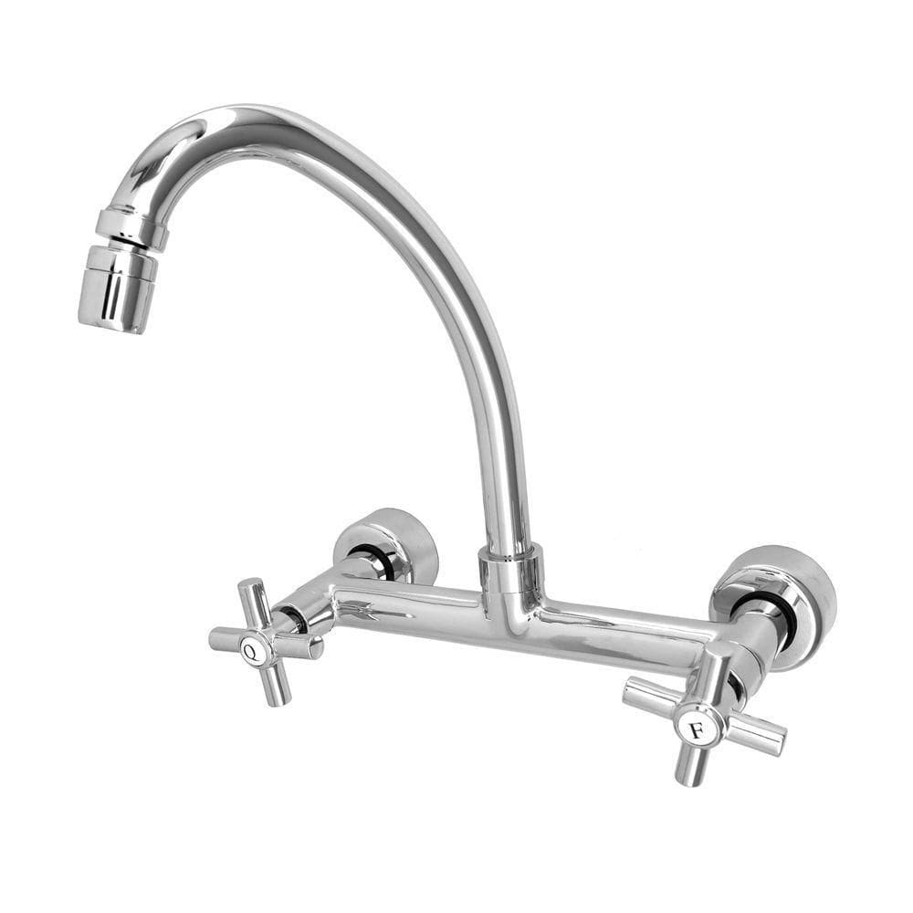 Torneira Misturador Pia Cozinha Parede Bica Móvel Quente E Fria Cromado 1/4 De Volta