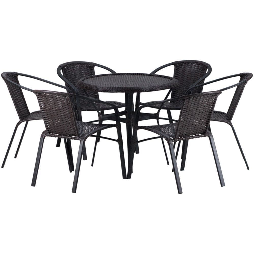 Kit 6 Cadeiras Alumínio e Mesa Tampo Varanda Jardim Piscina Jardim Trama