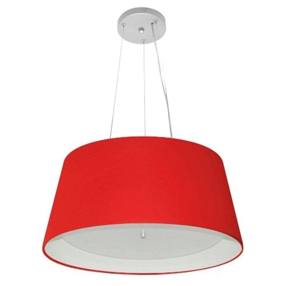Lustre Pendente Cone Vivare Md-4144 Cúpula Em Tecido 25x50x40cm - Bivolt Vermelho-branco 127/220v