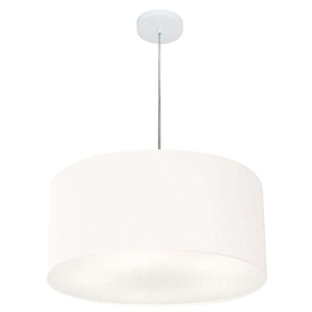 Lustre Pendente Cilíndrico Md-4049 Cúpula Em Tecido 50x21cm Branco - Bivolt