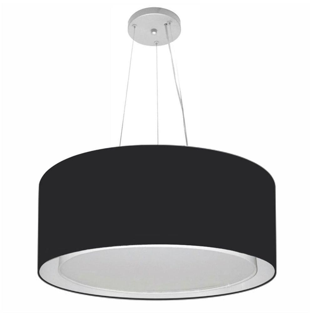 Lustre Pendente Cilíndrico Duplo Md-4124 Cúpula Em Tecido 50x25cm Preto - Bivolt