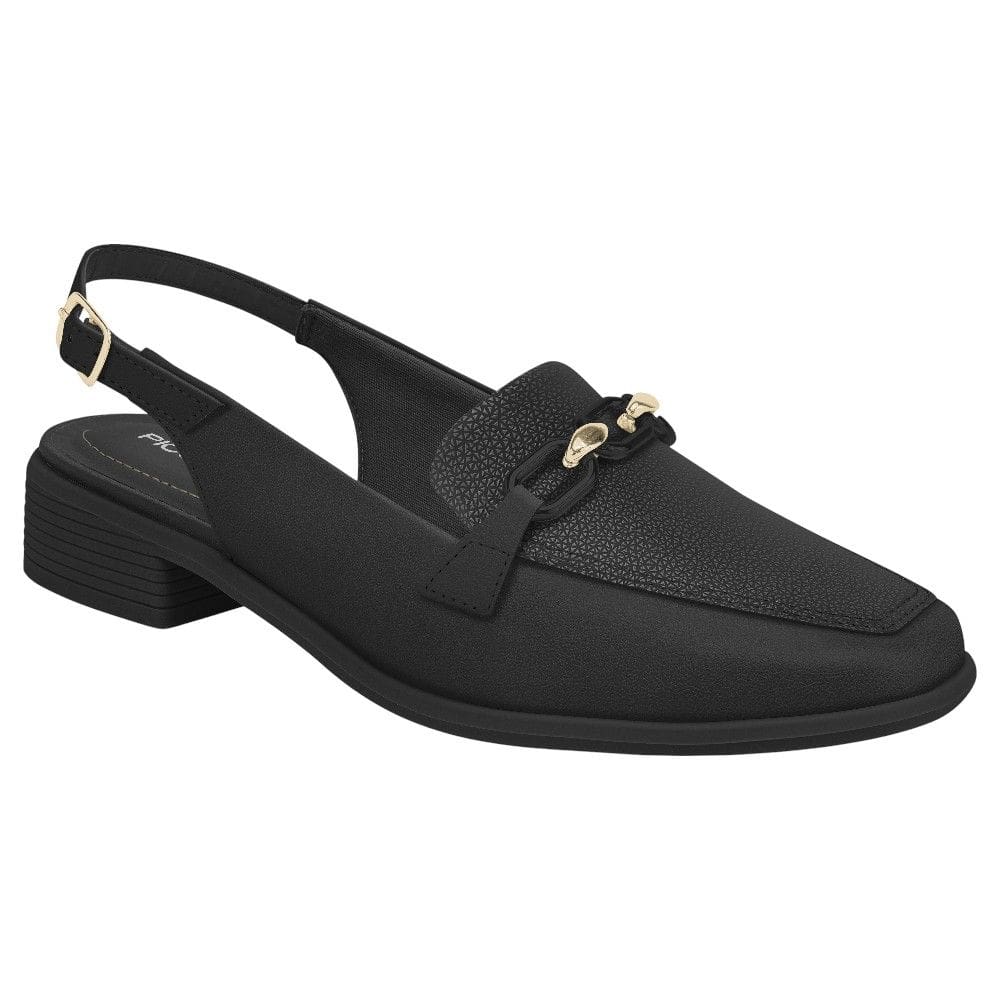 Sapato Slingback Salto Baixo Piccadilly 662008 Feminino - Preto