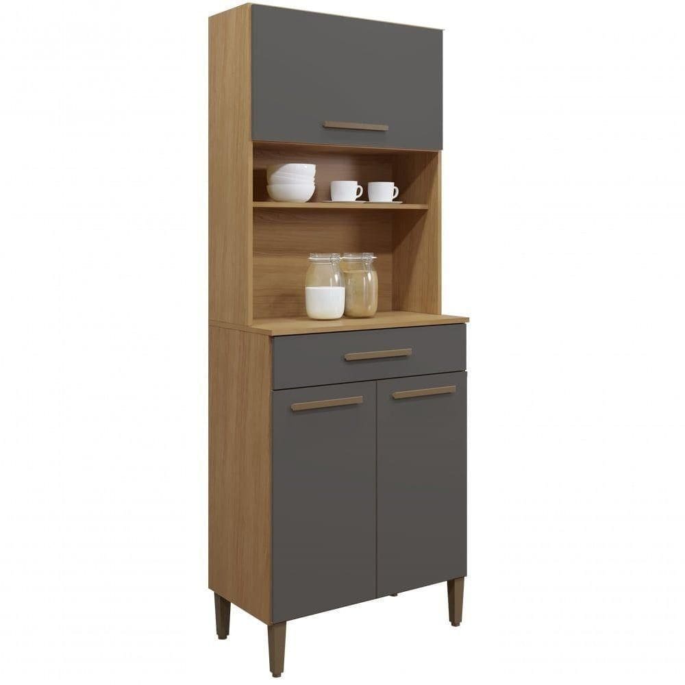 Kit Cozinha Itália 03 Portas E 01 Gaveta Arte Móveis Cinamomo/grafite