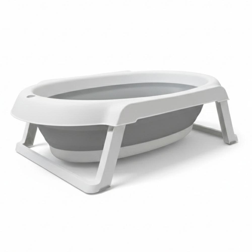 Banheira de Bebê Dobrável Portátil Até 35 Litros com Almofada de Banho Cinza - Mollie Baby