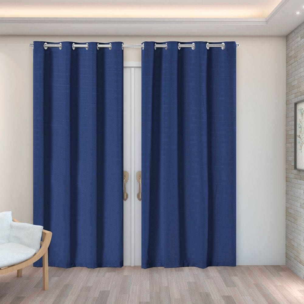 Cortina Rústica Lisa 2,80 m x 2,30 m - Azul Marinho