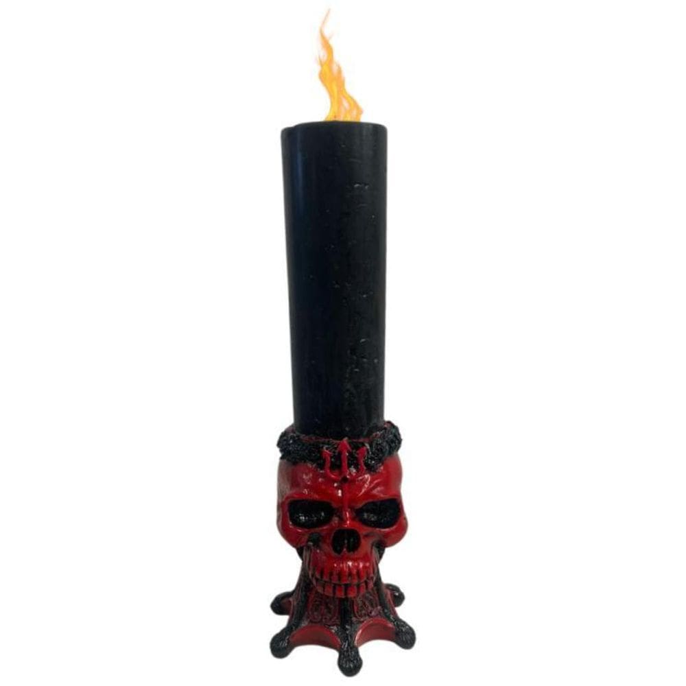 Castiçal Crânio Wicca Rosa Caveira Resina - Escolha O Modelo
