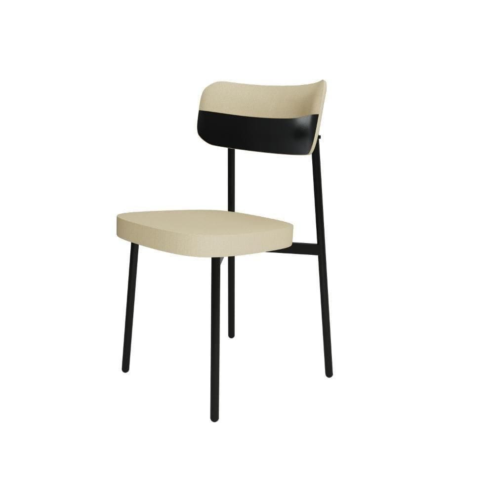 Cadeira De Jantar Alloa Corriente Areia Courino Preto Estrutura Preta