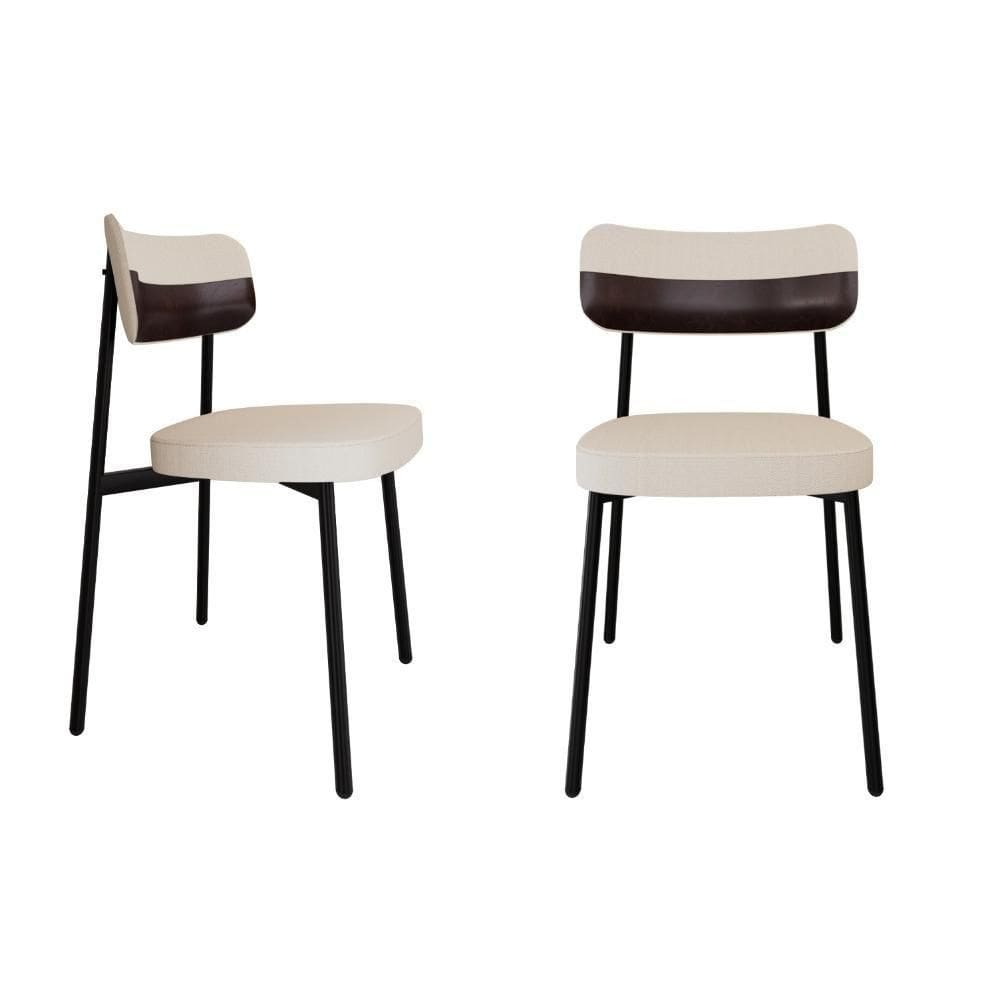 Cadeira Alloa Fixa Com 4 Pés 50 X 44,7 X 83,8 Cm Com 2 Unidade Corriente Palha Courino Café