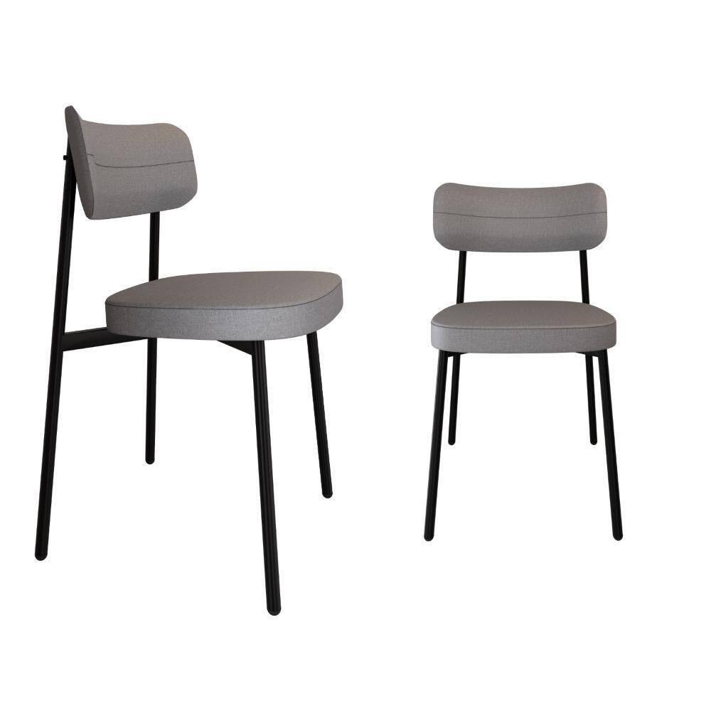 Cadeira Alloa Fixa Com 4 Pés 50 X 44,7 X 83,8 Cm Com 2 Unidade Corriente Cinza Claro