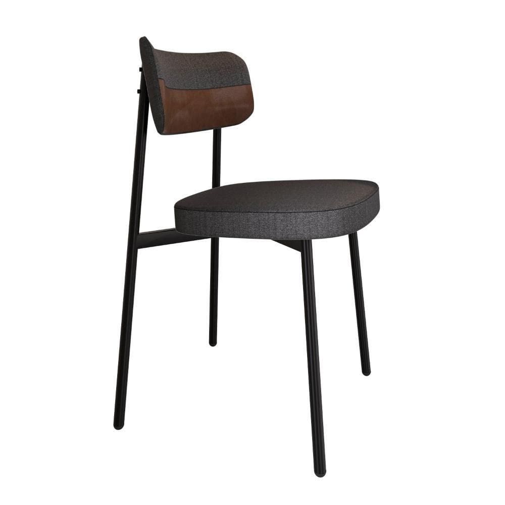 Cadeira Alloa Fixa Com 4 Pés 50 X 44,7 X 83,8 Cm Com 1 Unidade - Corriente Grafite Courino Wk - Preto Epoxi