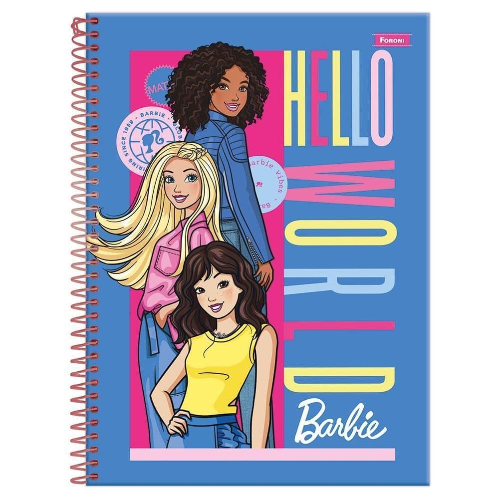 Caderno Univ 1 Matéria 80Fls Barbie Hello World Foroni