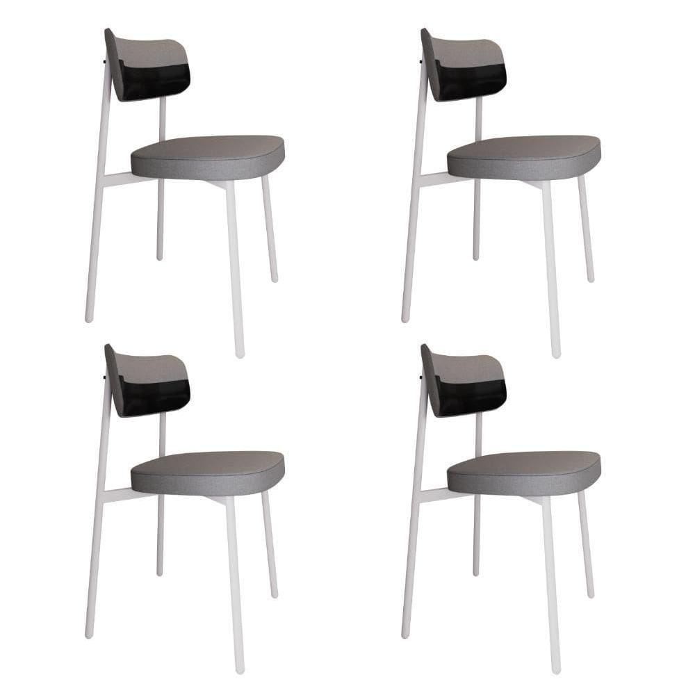 Cadeira Alloa Fixa Com 4 Pés 50 X 44,7 X 83,8 Cm Com 4 Unidade Corriente Cinza Claro Courino Preto