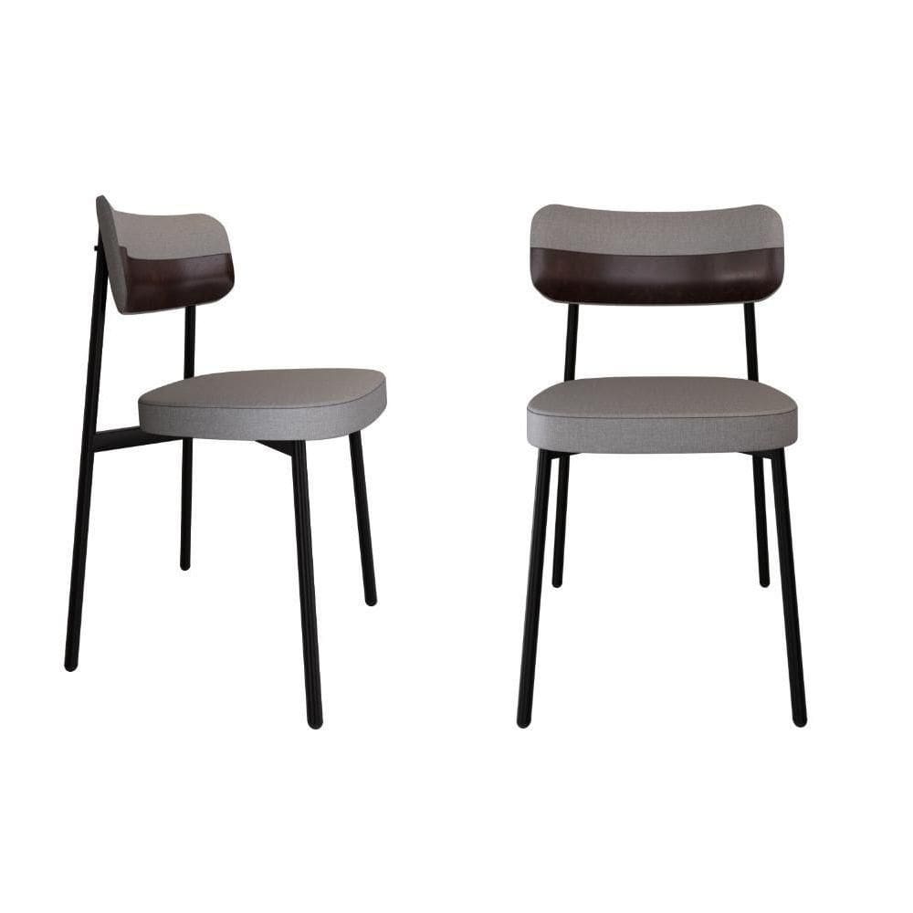 Cadeira Alloa Fixa Com 4 Pés 50 X 44,7 X 83,8 Cm Com 2 Unidade Corriente Cinza Claro Courino Café